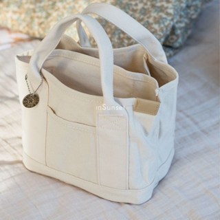 Tote Bag Canvas กระเป๋าโท้ทใบเล็ก ผ้าแคนวาส มีที่รองก้น ไม่ม…
