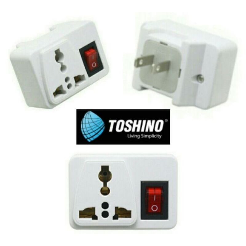 ปลั๊กแปลง 2ขาแบน มีสวิทซ์ TOSHINO Co-6S อีเล็คโทรนิคส์ ปลั๊ก แปลงไฟ ตัวแปลงขาปลั๊ก ขาปลั๊ก แปลงปลั๊กไฟ