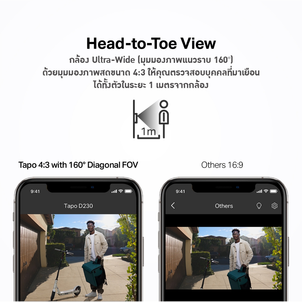 TP-Link Tapo D230S1 Smart Battery Video Doorbell กริ่งประตูอัจฉริยะ กล้อง 2K 5MP ดูและโต้ตอบได้ทันที IP64 ประกัน1ปี - รูปที่ 3