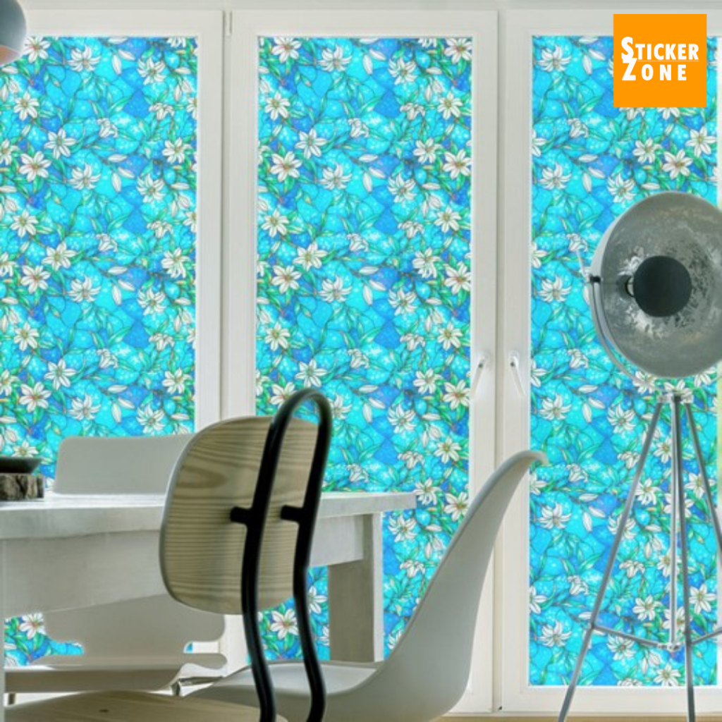 ฟิล์มติดกระจกสุญญากาศ ยาว2เมตร ลายดอกไม้ สติกเกอร์ติดกระจกบ้าน Window film ฟิล์มฝ้าสำหรับเพิ่มความเป็นส่วนตัว ประตู - รูปที่ 2