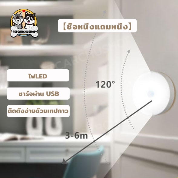 【ซื้อหนึ่งแถมหนึ่ง】ไฟเซ็นเซอร์ led  ชาร์จผ่านusb ติดง่ายไม่ต้องเจาะ