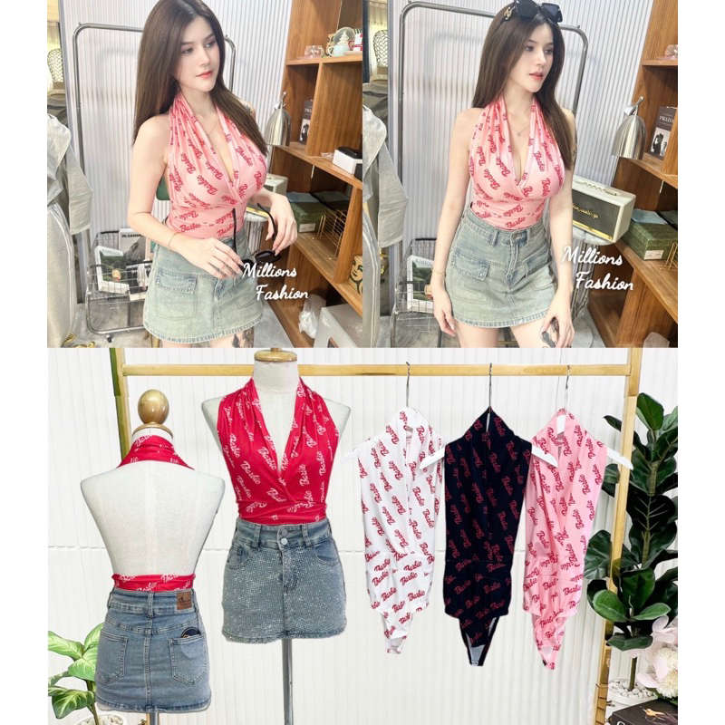 Kaidee99 บอดี้สูท คล้องคอ โชว์หลัง เปิดหลัง ผ้าITY พิมพ์ลาย ผ้าเด้งนุ่ม ยืดหยุ่น ใส่สบาย สวยไฮโซผู้ดีมากค่ะ