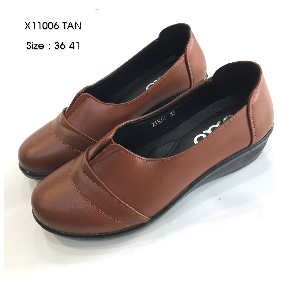 prettycomfort รองเท้าคัชชูส้นเตี้ย  เพื่อสุขภาพหนังนิ่ม ส้นเตารีด oxxo พี้นสูง1.5นิ้ว ใส่สบาย X11006