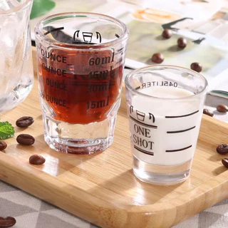 [C044]แก้วช็อต กาแฟเอสเปรสโซ่ แก้วตวงกาแฟ มีขีดวัด ขนาด 30/60มล. Espresso Shot Glass