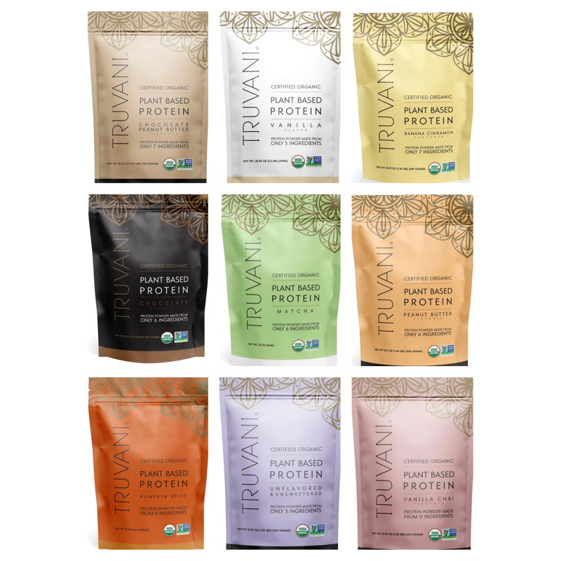 *Truvani Organic Vegan Protein Powder 9 รสชาติ โปรตีนพืช Plant Based Protein, Organic Protein Powder