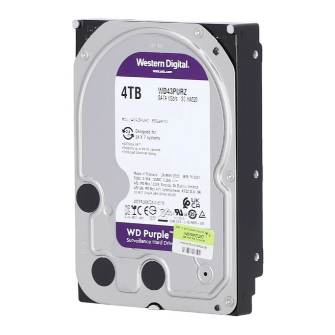 BrandWD 4 TB 3.5" HDD (ฮาร์ดดิสก์ 3.5") WD PURPLE - SATA3 (WD43PURZ)