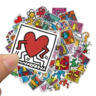 💥พร้อมส่ง💥Keith Haring คีธ แฮริ่ง DIY 50แผ่น sticker กันน้ำ สติ๊กเกอร์ ใช้ซ้ำได้ กระโปรงหลังรถ