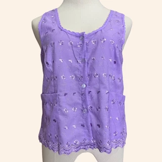 เสื้อคอกระเช้า ลูกไม้ ผ้านิ่มใส่สบาย แม่ไก่ คอพวง คนแก่ คุณแม่ (M06)