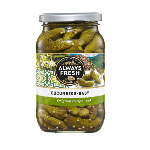 Always Fresh Cucumbers Baby Cornichons 350g ของดอง แตงกวาดอง