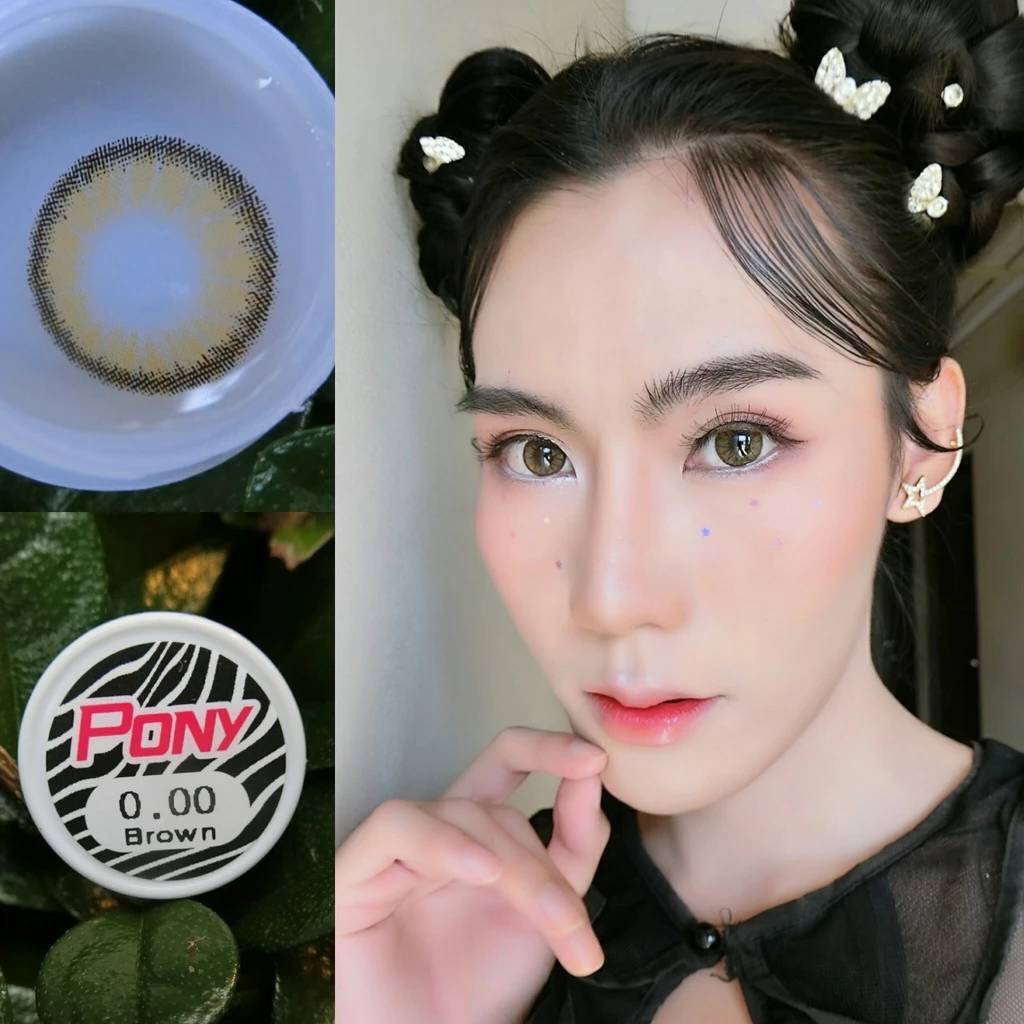 มีค่าสายตา Lovelylens Pony Gray Brown บิ๊กอาย สุดปัง คอนแทคเลนส์ รายเดือน มีอย แถมตลับฟรี เลนส์นิ่ม Gray Brown
