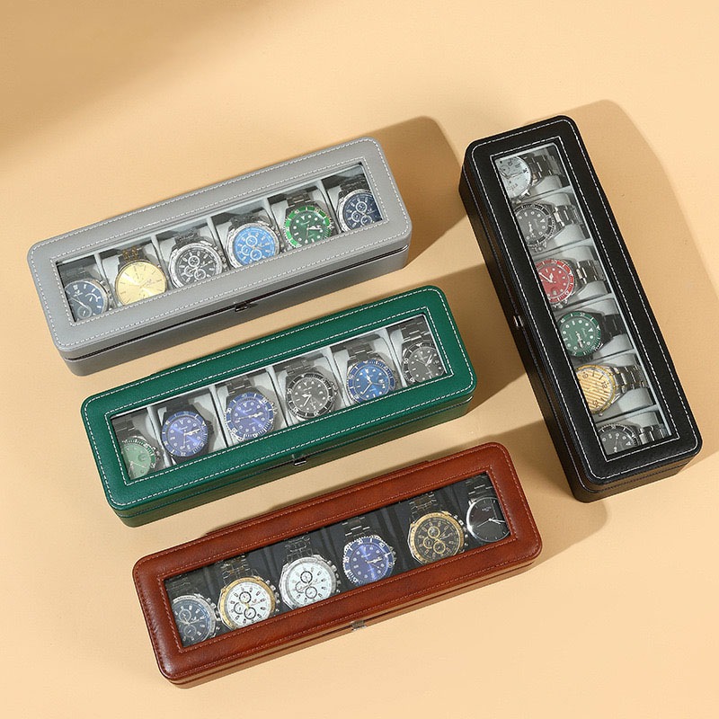 *พร้อมส่ง*กล่องนาฬิกา 6 เรือน กล่องใส่นาฬิกา(หนังPU) Leather Watch Box กล่องของขวัญ