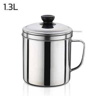ถ้วยกรองน้ำมัน 1.3L หม้อกรองน้ำมัน พร้อมตะแกรงกรอง มีฝาปิดและที่จับ