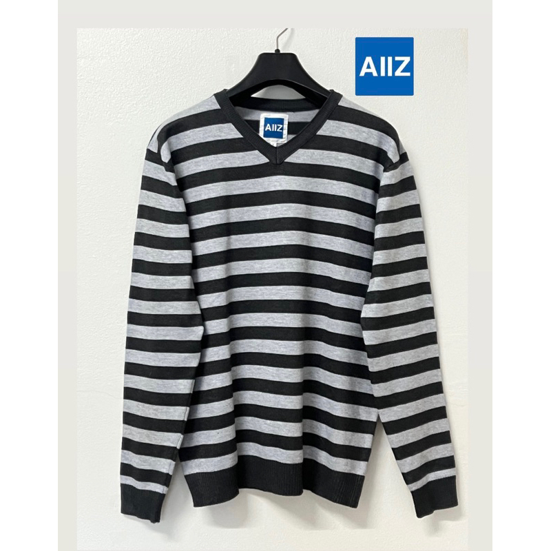 AllZ เอทูซี เสื้อกันหนาวแขนยาวลายทางสไตล์เกาหลี
