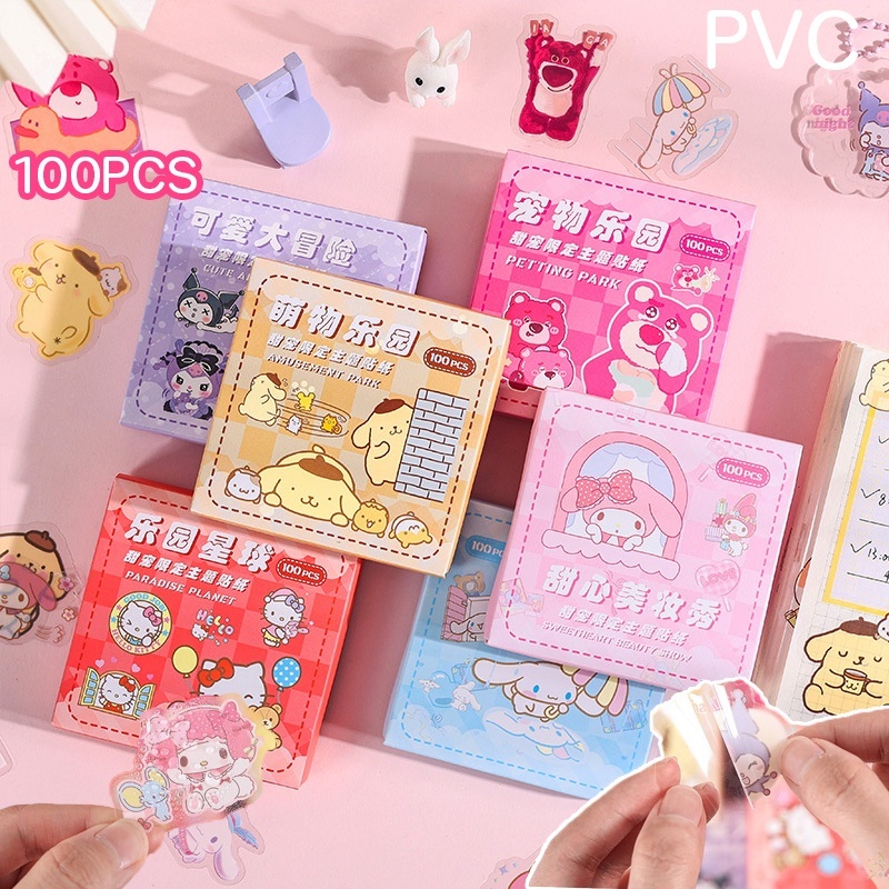 100 ชิ้น สติกเกอร์ PVC ลาย Sanrio น่ารัก สําหรับตกแต่ง DIY