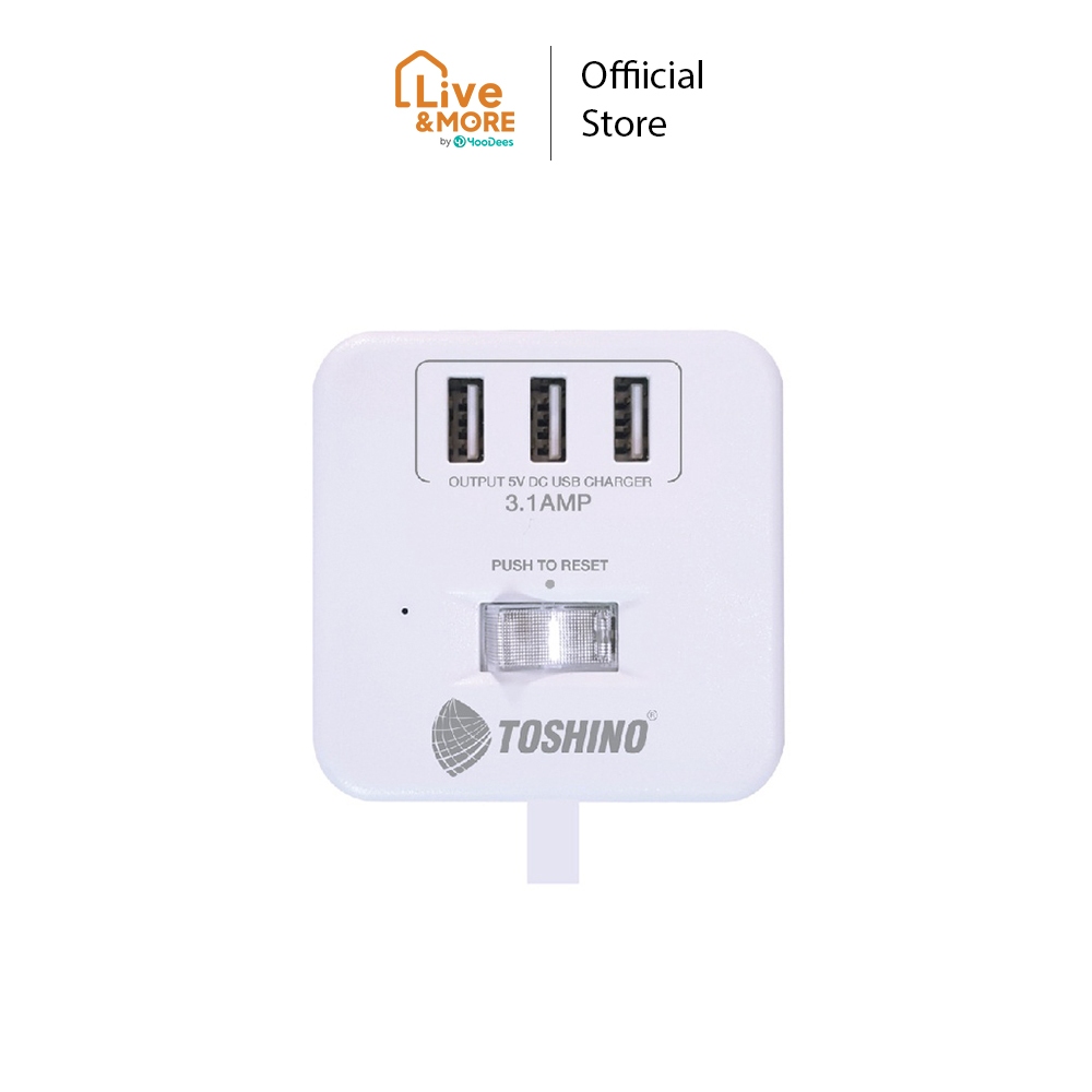 [ของแท้ ประกันศูนย์] Toshino รุ่น CU-43USB รางปลั๊กไฟ 4 ช่อง 3USB 3.1A 1 สวิตช์ สายยาว 2 เมตร