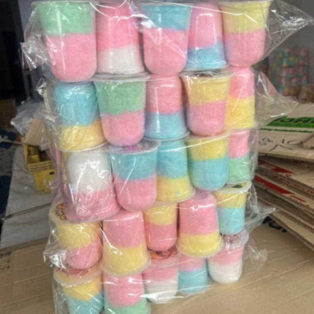 ขนมสายไหมสีทูโทน แก้ว16oz 100แก้ว