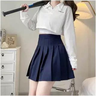 🔵พร้อมส่ง🔵กระโปรงเทนนิส กระโปรงพลีท XS-2XL สีพื้น เอวสูง ทรงเอ กระโปรงเจเค มีทั้งหมด7สี #2322