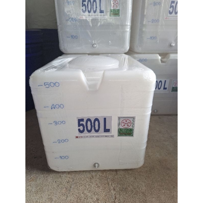 ถัง500ลิตรทรงสี่เหลี่ยมสีขาว ผลิตใหม่ใส่น้ำดื่มได้ มีมอก.