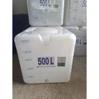 ถัง500ลิตรทรงสี่เหลี่ยมสีขาว ผลิตใหม่ใส่น้ำดื่มได้ มีมอก.