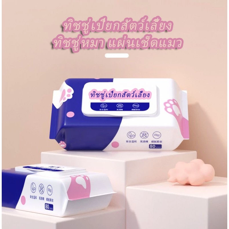 [พร้อมส่ง]ทิชชู่เปียก Pet wipes 80 แผ่น ผ้าเช็ดตาและหูสัตว์เลี้ยง สำหรับเช็ดสัต ว์เลี้ยง ทิชชู่เปียก ทิชชู่หมา