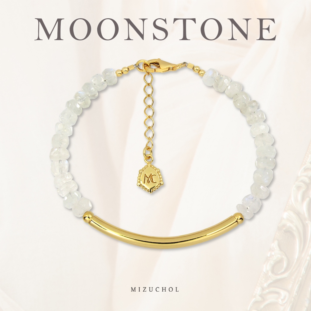 Mizuchol กำไลพลอย Moonstone พลอยแห่งความรัก Classy in White
