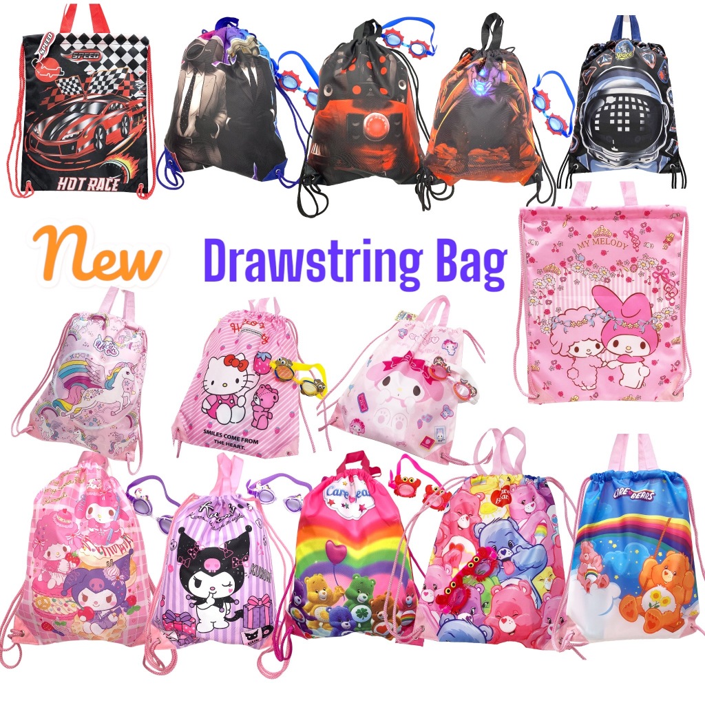 กระเป๋าเป้ถุงหูรูด กระเป๋าใส่ชุดว่ายน้ำ ลายการ์ตูนลิขสิทธิ์ Drawstring Bag กระเป๋าหูหิ้วใส่อุปกรณ์อเนกประสงค์ สินค้ายอดน