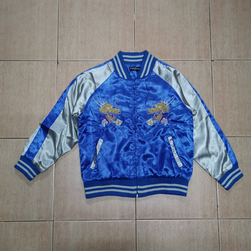 🧥💯📣Jacket เสื้อ Sukajan แจ็กเก็ตมังกร แท้งานญี่ปุ่น มือ2 สภาพ80% ไซส์S ผู้หญิง