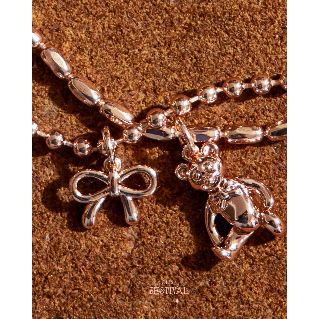 Julys - ribbon and teddy bear pendant (เฉพาะจี้)