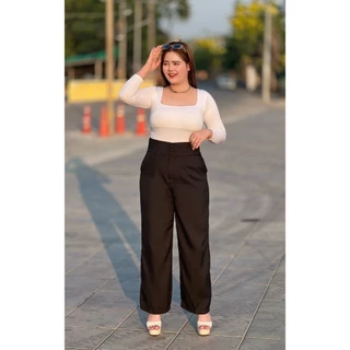 กางเกงเอวสูงสาวอวบ รุ่นกระดุมคู่2XL-6XL
