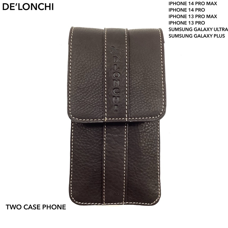 De’lonchi ซองใส่โทรศัพท์หนังแท้ มือถือ1เครื่อง กระเป๋าเหน็บเอว สอดเข็มขัด หนังวัว 100% กป.หนังชาย