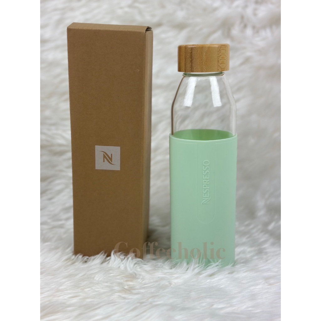 พร้อมส่ง!! ขวดน้ำ summer glass bottle จากnespresso ของแท้ 100% จากช๊อป ขวดแก้วเนสเพรสโซ่ ความจุ 500 ml.