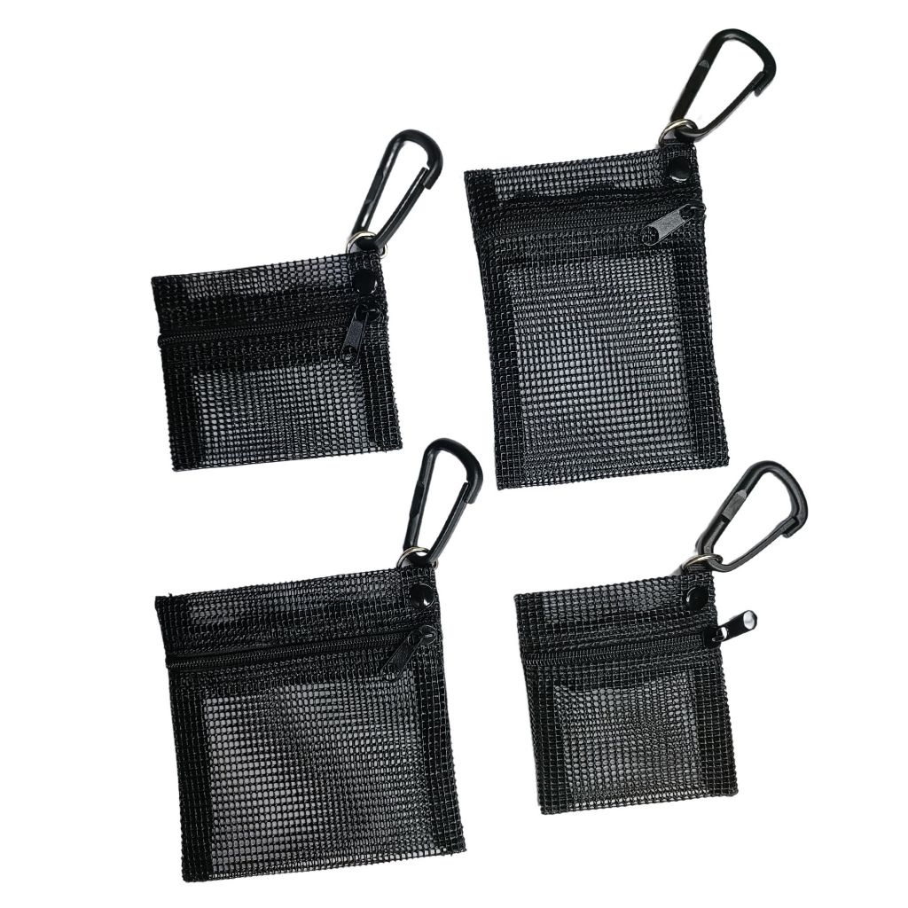 ฺBG24C กระเป๋าตาข่าย สำหรับ ใส่เหรียญ บัตรประจำตัว ATM ธนบัตร สิ่งของ ขนาดเล็ก มีหลายขนาด พร้อมตะขอเกี่ยว