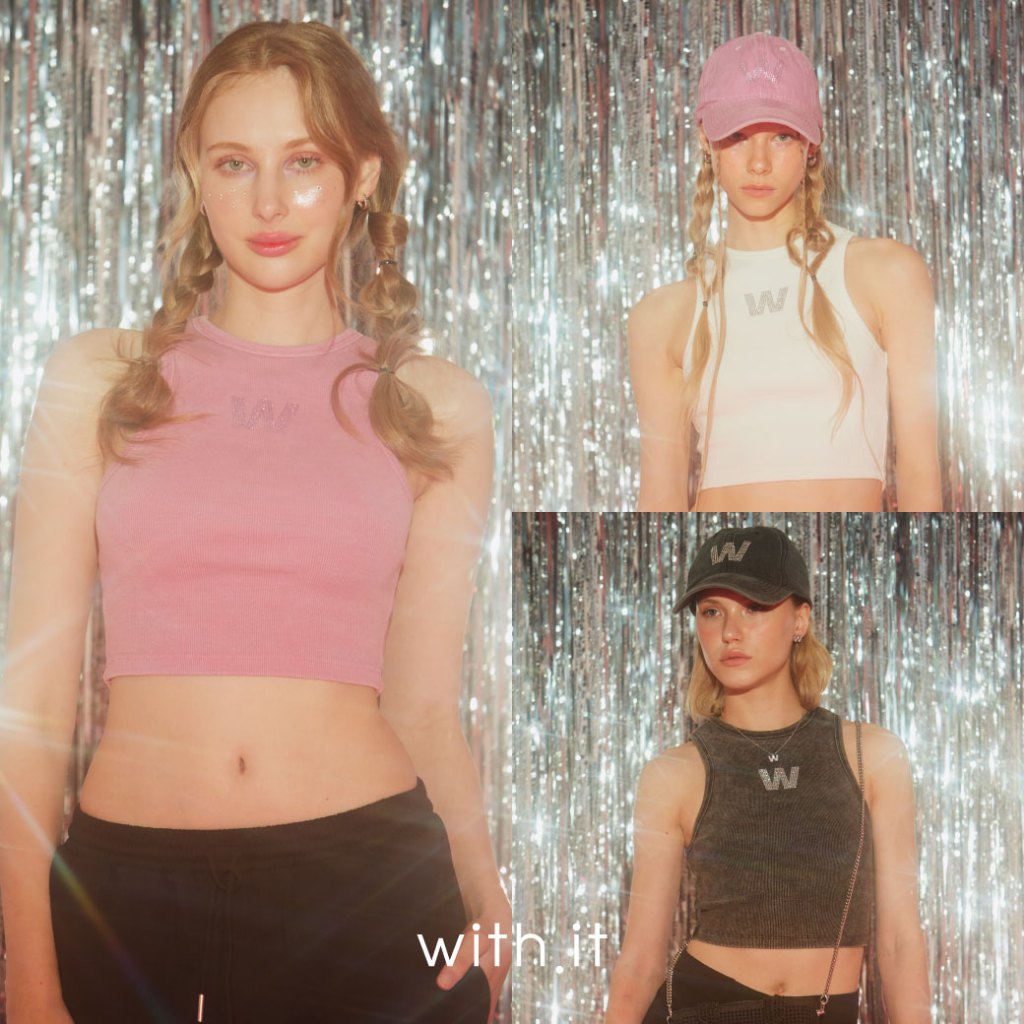 ลด 75.- พิมพ์ WTSD12 with.it.store- KNW4109 เสื้อแขนกุดเพชรดับบลิว
