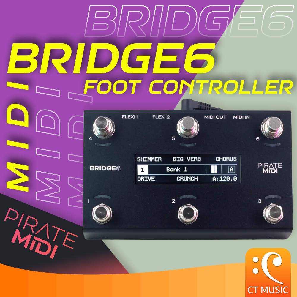 Pirate Midi Bridge6 Midi Foot Controller ฟุตมีดี้ มีดี้ คอนโทรลเลอร์ Bridge 6 Bridge-6 PirateMidi