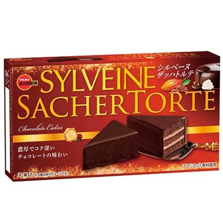 Bourbon Sylveine Sachertorte Chocolate Cake 6P  เค้กที่ผสมช็อกโกแลตประกบด้วยครีมกลิ่นแอปริคอทและเคลื
