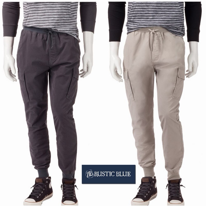 กางเกงขายาวRustic Blue Canvas Cargo Jogger Pants