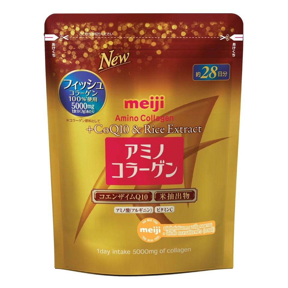 Amino Collagen Gold 196g (Meiji) เมจิ อะมิโน คอลลาเจน โกล โคคิวเท็น และ สารสกัดจากจมูกข้าว