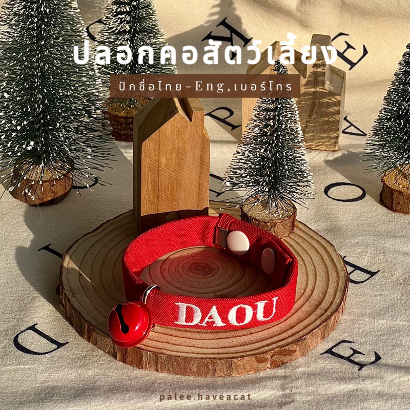 PALEE ปลอกคอแมว “รุ่นนิรภัยยางยืด สายผ้า”  ออกแบบสีปลอกคอได้! /ปักชื่อ เบอร์โทร/แมว สุนัข (ปลอกคอแบบสวม ปรับสายไม่ได้)
