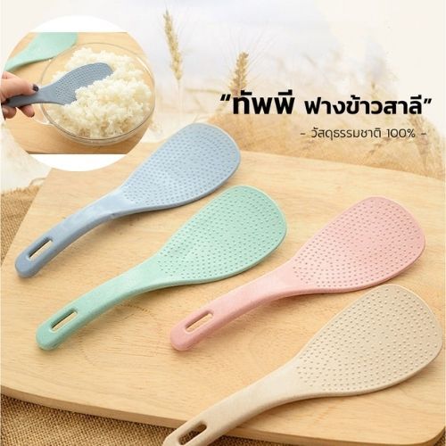 พร้อมส่ง !! ทัพพีตักข้าว วัสดุจากฟางข้าวสาลี ตักข้าวไม่ติดทัพพี ดีไซน์ สวยงาม ปลอดภัย 100%