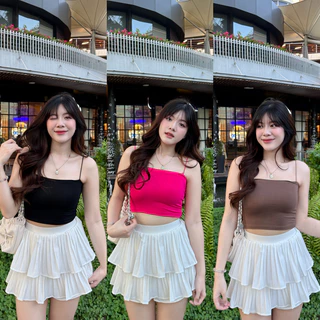 🌈SpinnyHouse🌈ครอปสายเดี่ยว ผ้าเรย่อน ❤️‍🩹 ยืดตามตัว ใส่อยู่บ้านใส่เที่ยว คือได้หมดน้ารุ่นนี้ รุ่น สายเดี่ยวเรย่อน