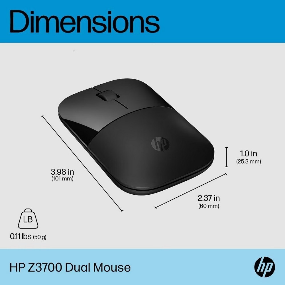 [กรุงเทพฯ ด่วน 1 ชั่วโมง] HP Z3700 Dual Mouse [Black] [White] 2.4GHz or Bluetooth® 5.0+ ประกันศูนย์