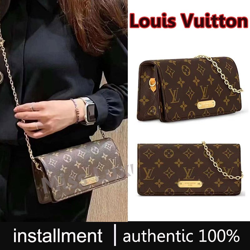 Louis Vuitton/LV wallet on chain woc Lilyกระเป๋าโซ่กระเป๋าไขว้ไหล่ข้างหนึ่ง