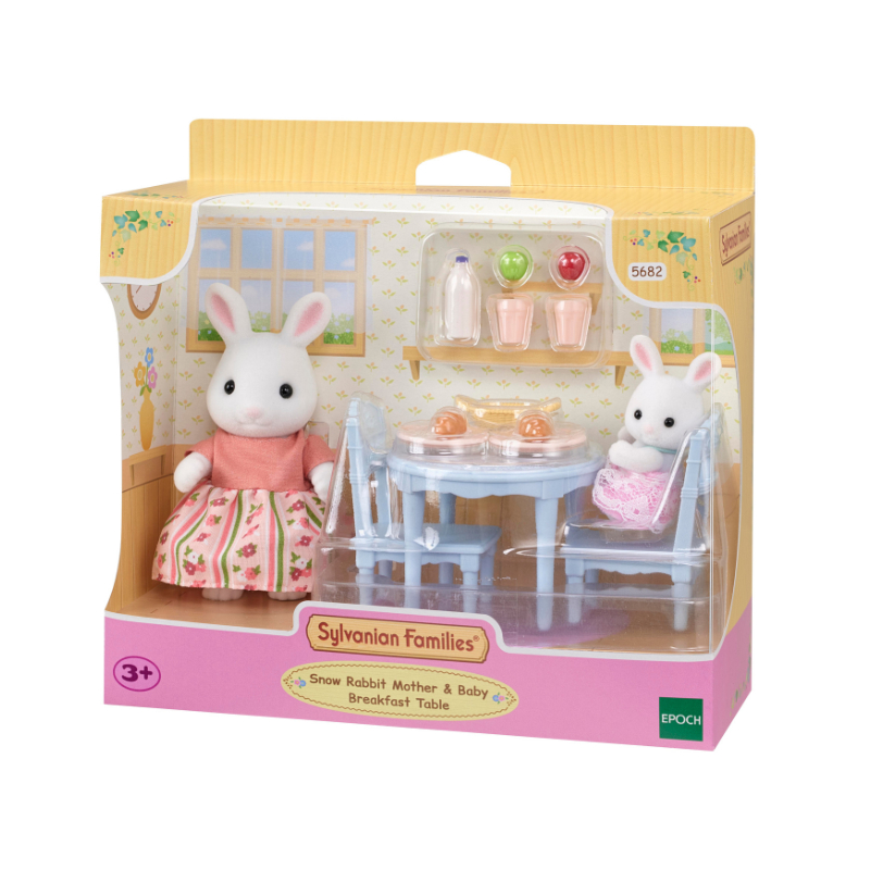🏠ตุ๊กตาแม่ลูกกระต่ายสโนว์ โต๊ะเก้าอี้ ชุดอาหารเช้า ซิลวาเนียน Snow Rabbit Mother&Baby-Breakfast Table: Sylvanian Family - รูปที่ 4