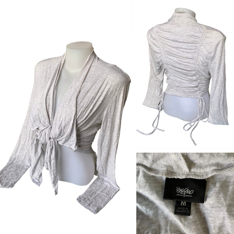 Mossimo เสื้อคลุม ผู้หญิงแขนยาว (ซ1-8) ผูกด้านหน้า สีเทาอ่อน ไซส์M อกไม่เกิน36