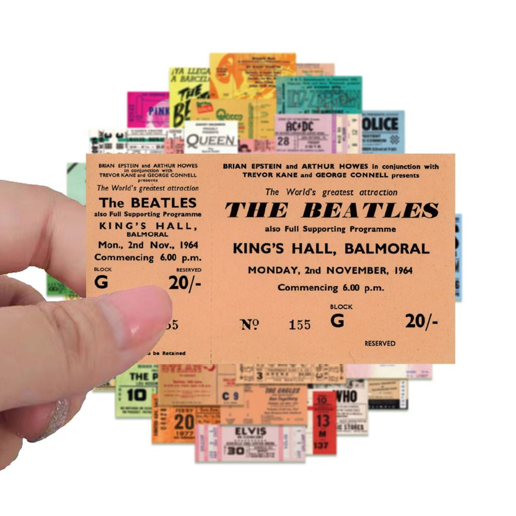 ✨พร้อมส่ง✨ลายการ์ตูน Rock USA police beatles Nirvana MUSIC vintage ticket 55แผ่น Sticker สติ๊กเกอร์