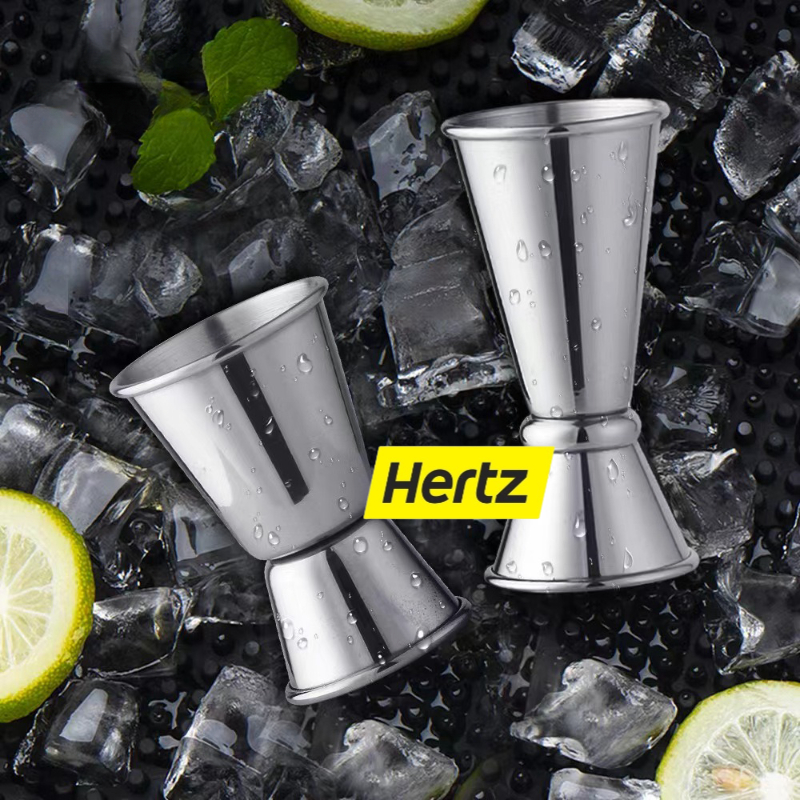 Hertz Cafe จิ๊กเกอร์ สแตนเลส และ พลาสติก ถ้วยตวง2ด้าน แก้วชง มีสเกล Jigger