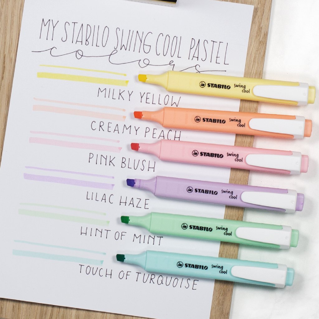 STABILO Swing Cool Pastel ปากกาไฮไลท์ ปากกาเน้นข้อความ สีพาสเทล แพ็ค 6 สี (275/6-08) - รูปที่ 3