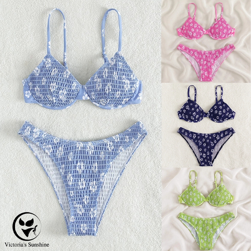 🇹🇭พร้อมส่งในไทย🇹🇭ชุดบิกินี่ bikini sexy ทูพีช ลายดอกไม้ ผ้าว่ายน้ำพรีเมียม ทางเลือกของสาวเซ็กซี่#0176