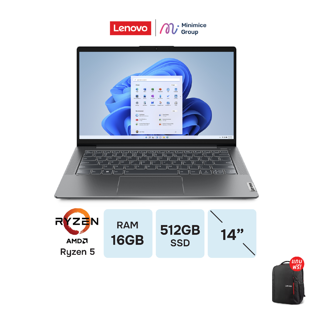 [ผ่อน0%10เดือน]Lenovo IdeaPad 5/AMD Ryzen 5-5625U/16GB/14ABA7-82SE005GTA/Notebookโน๊ตบุ๊ค By Minimice