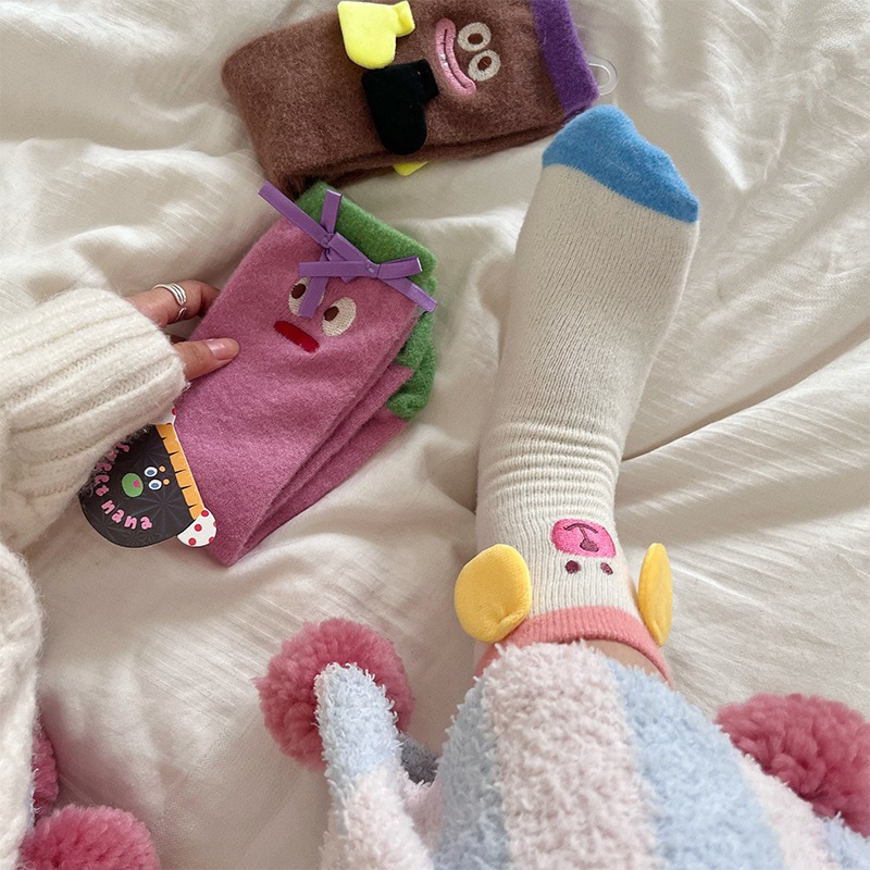 (พร้อมส่ง🧦) funny plush socks ถุงเท้าน่ารัก ถุงเท้าข้อยาว
